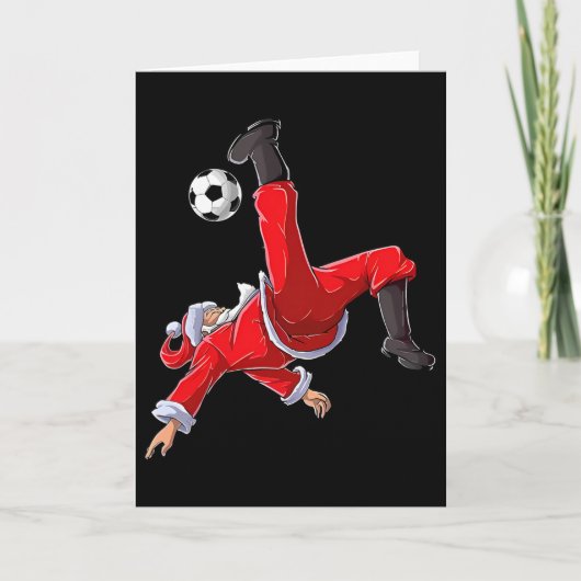 Kerst Voetbal Kerstman Grappige Fiets Trap Kaart (Voorkant)