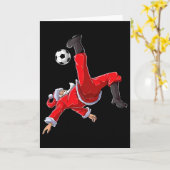 Kerst Voetbal Kerstman Grappige Fiets Trap Kaart (Gele Bloem)
