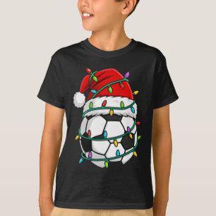 Kerst Voetbal Kerstman Hoed Lichten Kerstman Sport T-shirt