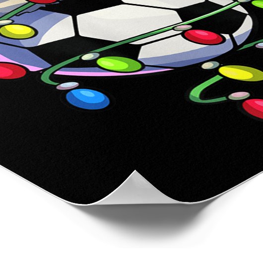 Kerst Voetbal Kerstmis Kerstboom Lights Voetbal Poster (Hoek)