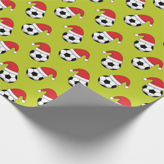 Kerst Voetbal met Santa Claus Pet Pattern Cadeaupapier (Hoek)