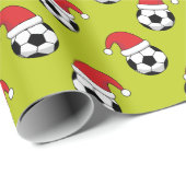 Kerst Voetbal met Santa Claus Pet Pattern Cadeaupapier (Rol Hoek)