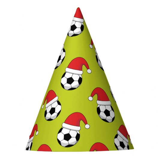 Kerst Voetbal met Santa Claus Pet Pattern Feesthoedjes (Voorkant)