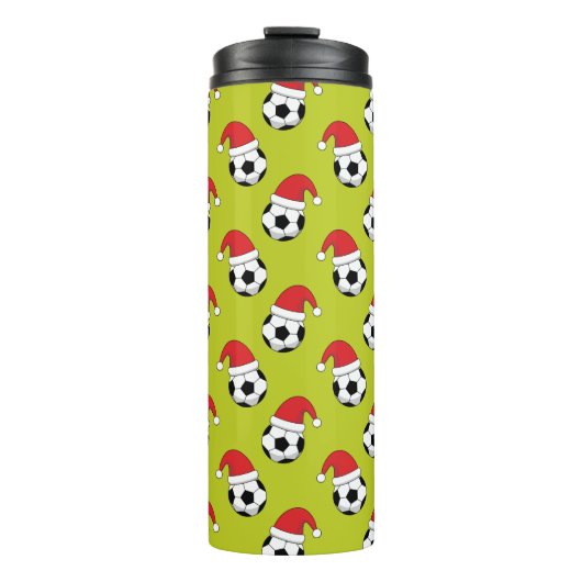 Kerst Voetbal met Santa Claus Pet Pattern Thermosbeker (Voorkant)