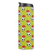Kerst Voetbal met Santa Claus Pet Pattern Thermosbeker (Geroteerd rechts)