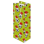 Kerst Voetbal met Santa Claus Pet Pattern Wijn Cadeautas (Achterkant Gekanteld)