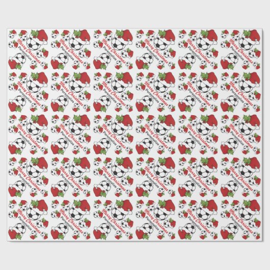 Kerst Voetbal Patroon - Personaliseren Cadeaupapier (Vlak)