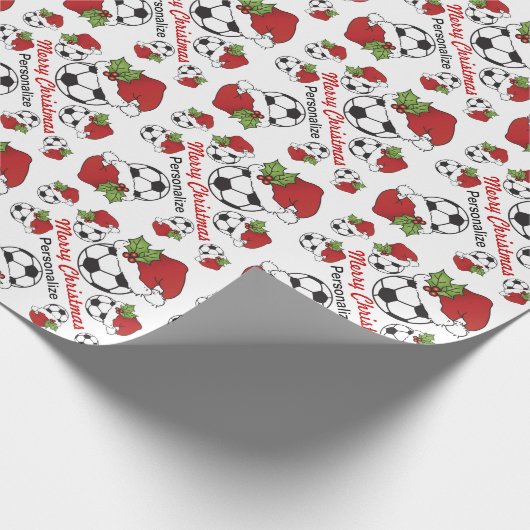 Kerst Voetbal Patroon - Personaliseren Cadeaupapier (Hoek)