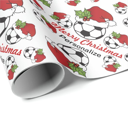 Kerst Voetbal Patroon - Personaliseren Cadeaupapier (Rol Hoek)