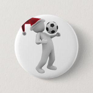 kerst voetbal ronde button 5,7 cm