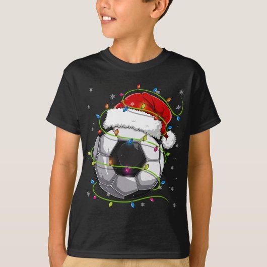 Kerst Voetbal Santa Hat Matching Familie Pa T-shirt (Voorkant)