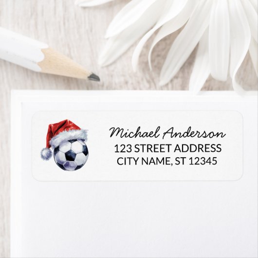 Kerst Voetbal Santa Retouradres Etiket (Insitu)