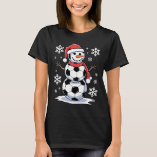 Kerst Voetbal Sneeuwman Grappig Voetbal Kerstmis T-shirt