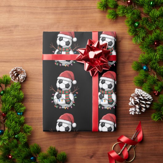Kerst Voetbal Sneeuwman Lights Santa Hat Cadeaupapier (Feestdagen Geschenken)
