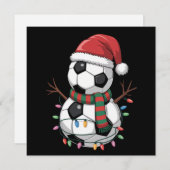 Kerst Voetbal Sneeuwman Lights Santa Hat Feestdagenkaart (Voorkant / Achterkant)