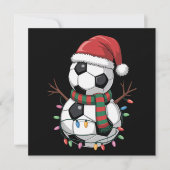 Kerst Voetbal Sneeuwman Lights Santa Hat Feestdagenkaart (Voorkant)