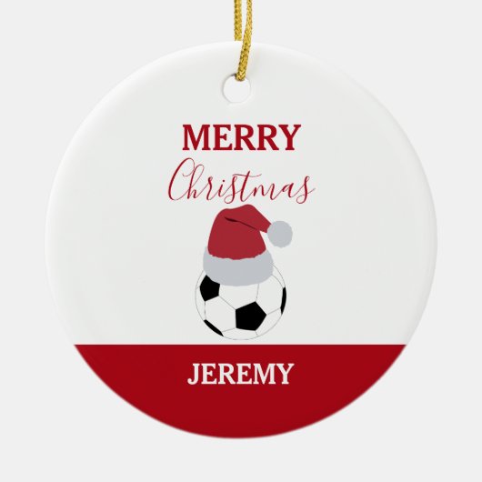 Kerst Voetbal Sport Football Aangepaste naam Keramisch Ornament (Voorkant)