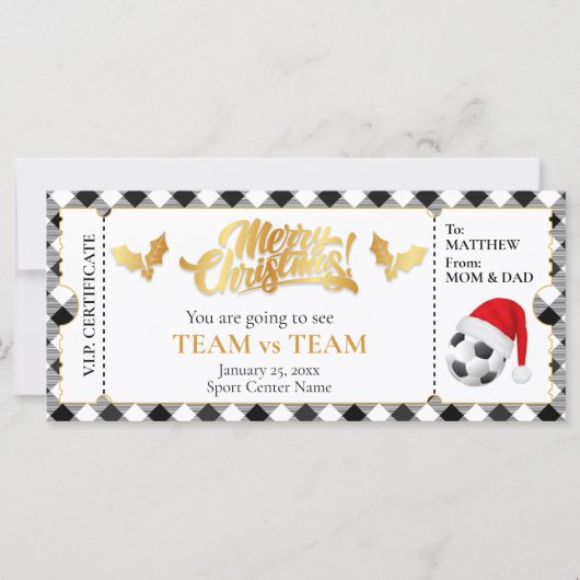 Kerst Voetbal Ticket, Verrassingscadeaubon (Voorkant)