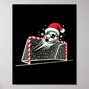 Kerst Voetbaldoel Ballen Lichtjes Kerstman Xmas Ki Poster