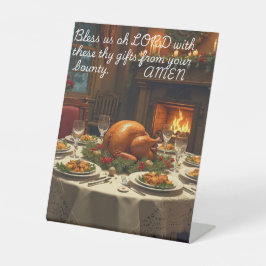 Kerst voetstuk tafel gebed reclamebord met voetstuk