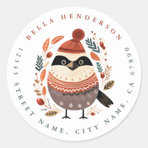 Kerst Vogel Ronde Stickers