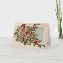Kerst Vogel Zangvogel Hulst Sneeuw Feestdagen Kaart