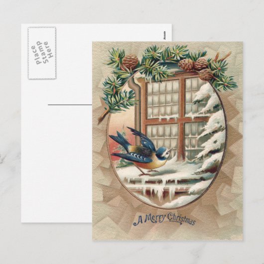 Kerst Vogelboom Pine Cone Feestdagenkaart (Voorkant / Achterkant)