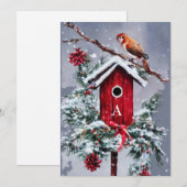 Kerst vogelhuis initiële begroting Kerst Feestdagenkaart (Voorkant / Achterkant)