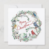 Kerst vogels krans Merry Christmas Feestdagenkaart (Voorkant)