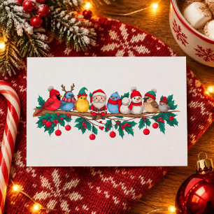 Kerst Vogels Tak Kardinaal Kerstman Sneeuwman Kers Feestdagenkaart