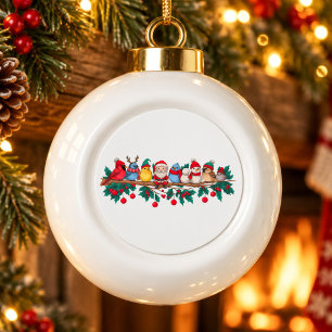 Kerst Vogels Tak Kardinaal Kerstman Sneeuwman Kers Keramische Bal Ornament