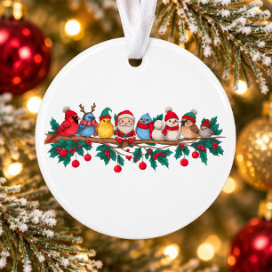 Kerst Vogels Tak Kardinaal Kerstman Sneeuwpop Kers Ornament