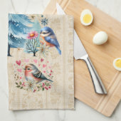 Kerst Vogels Vakantie Handdoek (Quarter Fold)