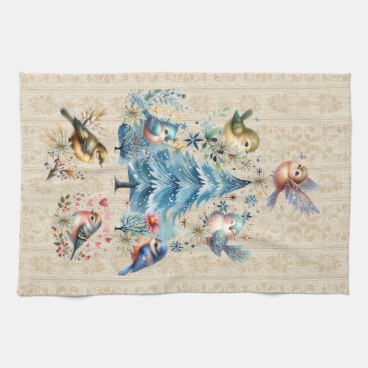 Kerst Vogels Vakantie Handdoek (Horizontaal)