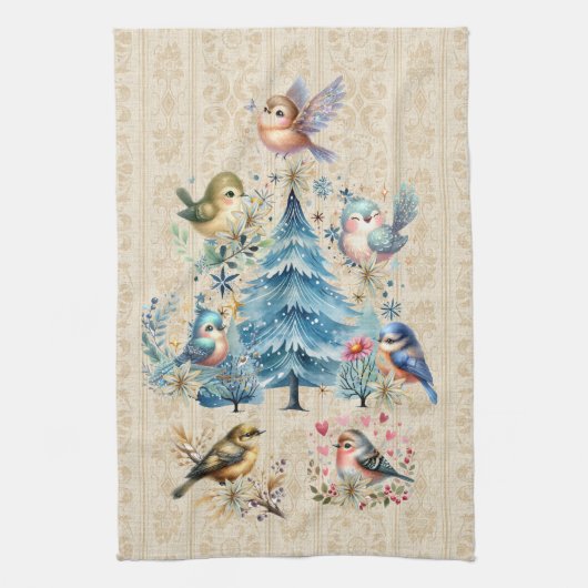 Kerst Vogels Vakantie Handdoek (Verticaal)