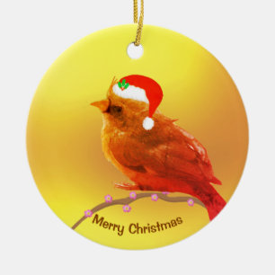 Kerst vogeltje keramisch ornament