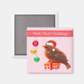 Kerst vogeltje op roze magneet (Voorkant / Achterkant)