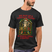 Kerst vogelveerder eekhoorn buffet T-shirt (Voorkant)