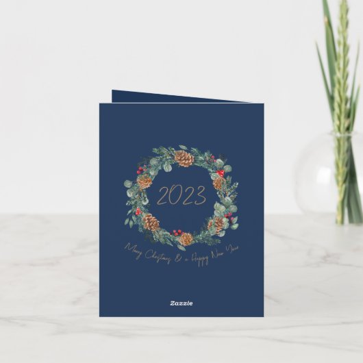 Kerst vol 1 foto modern trendy bladeren feestdagen kaart (Achterkant)