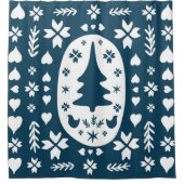 Kerst Volkskunst: Scandinavische Doodle. Douchegordijn (Voorkant)