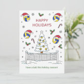 Kerst volleybal Bal Kerstman Hoed Kaarten (Staand voorkant)