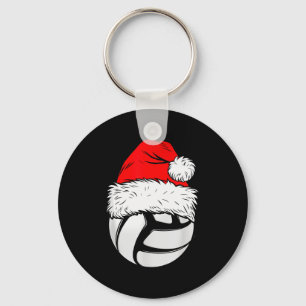 Kerst Volleybal Bal Kerstman Hoed Kerst Matching Sleutelhanger