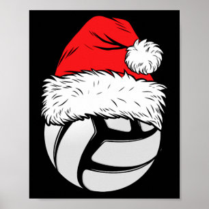 Kerst Volleybal Bal Santa Hat Kerstmis Matching Poster