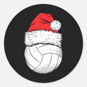 Kerst Volleybal Bal Santa Hat Kerstmis Matching Ronde Sticker