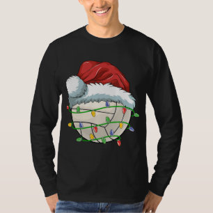 Kerst Volleybal Bal Santa Hoed Licht Grappig Sp T-shirt