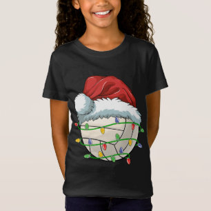 Kerst Volleybal Bal Santa Hoed Licht Grappig Sp T-shirt
