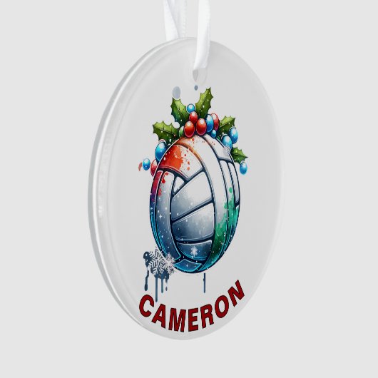 Kerst Volleybal Liefhebber Aangepaste Naam Ornament (voorkant)