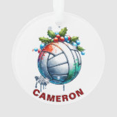 Kerst Volleybal Liefhebber Aangepaste Naam Ornament (achterkant)