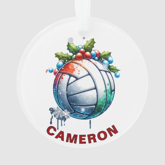 Kerst Volleybal Liefhebber Aangepaste Naam Ornament (achterkant)