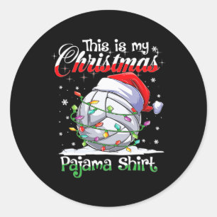 Kerst Volleybal Pyjama Xmas Volleybal Speler Ronde Sticker